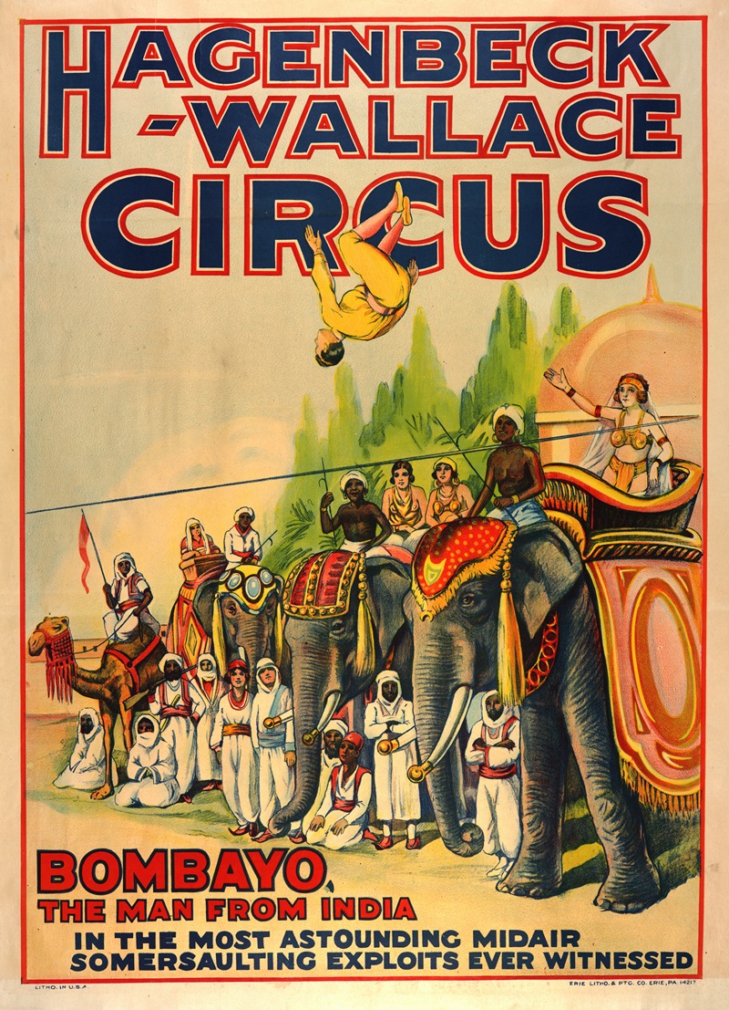 Erie Litho Co. - Hagenbeck-Wallace circus, Bombayo, The man from India