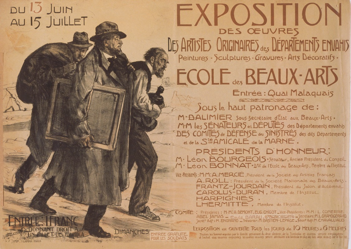 Lucien Jonas - Exposition des oeuvres des artistes originaires des Départements envahis. École des Beaux-Arts