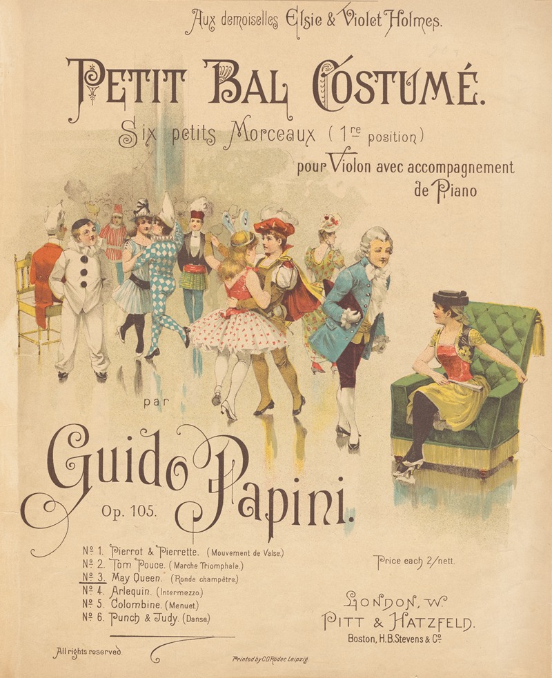 Pitt & Hatzfeld - Petit bal costumé, six petits morceaux pour violon avec accompaniment de piano par Guido Papini