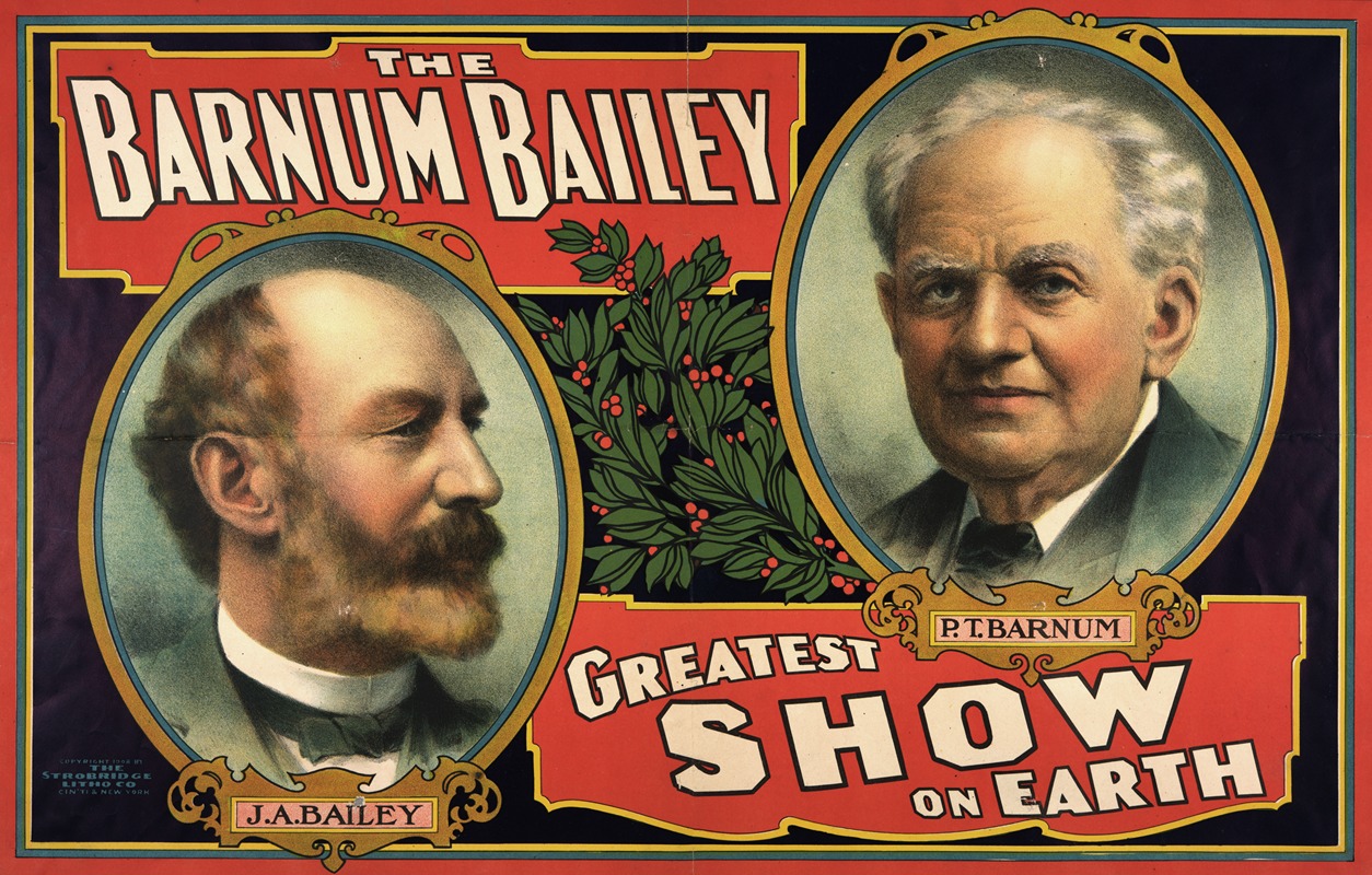 Strobridge & Co. Lith. - The Barnum Bailey greatest show on earth circus poster