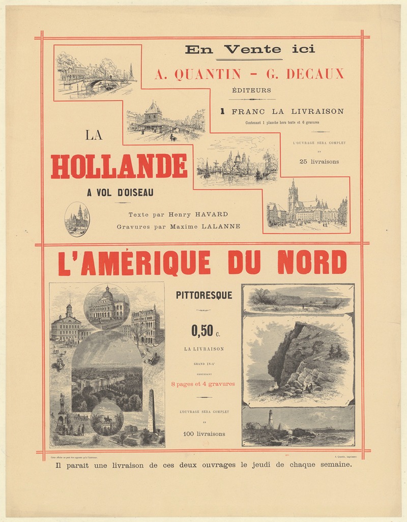 A. Quantin - La Hollande à vol d’oiseau, texte par Henry Havard, gravures par Maxime Lalanne – L’Amérique du nord pittoresque