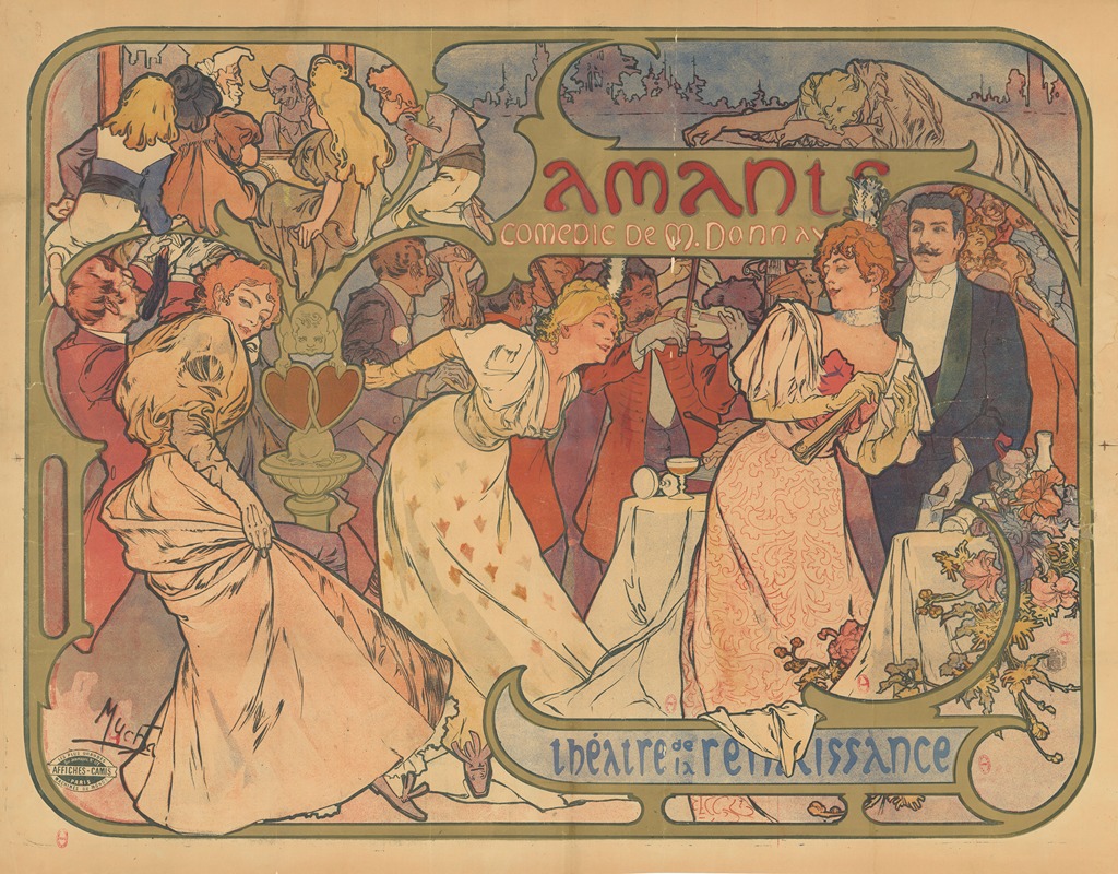 Alphonse Mucha - Amants, comédie de M. Donnay. Théatre de la Renaissance