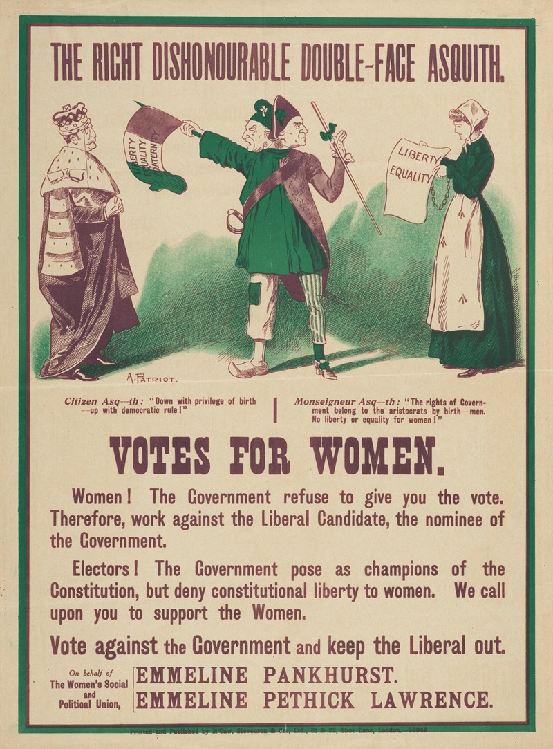 Anonymous - The Right Dishonorable Double-Face Asquith Votes for Women