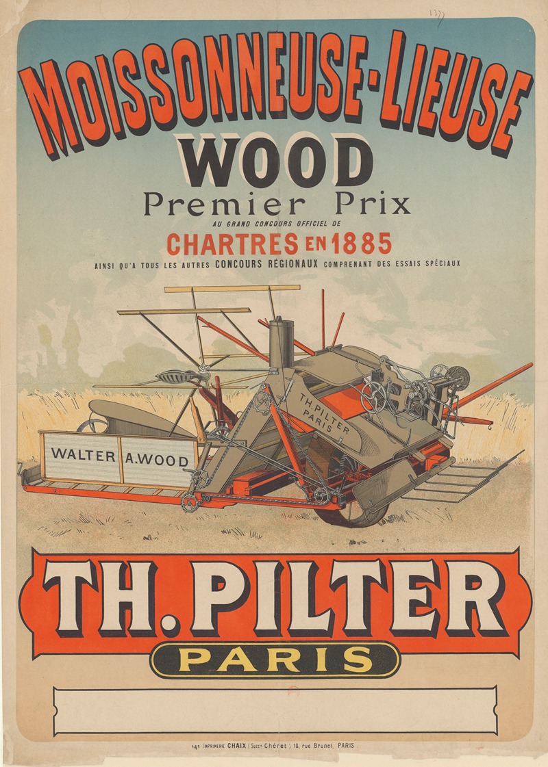 Imp. Chaix - Moissonneuse-lieuse Wood … Th. Pilter, Paris