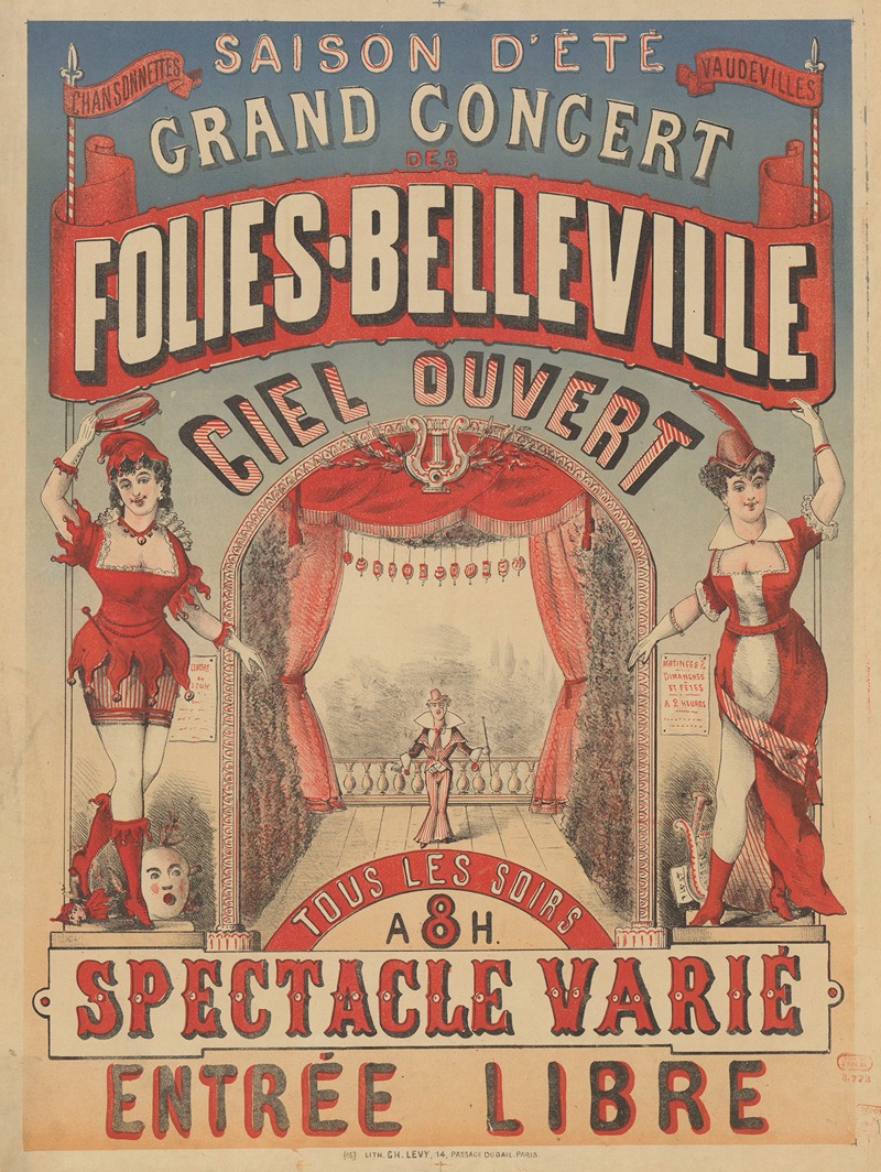 Imp. Charles Lévy - Saison d’été. Grand concert des Folies-Belleville… Ciel ouvert