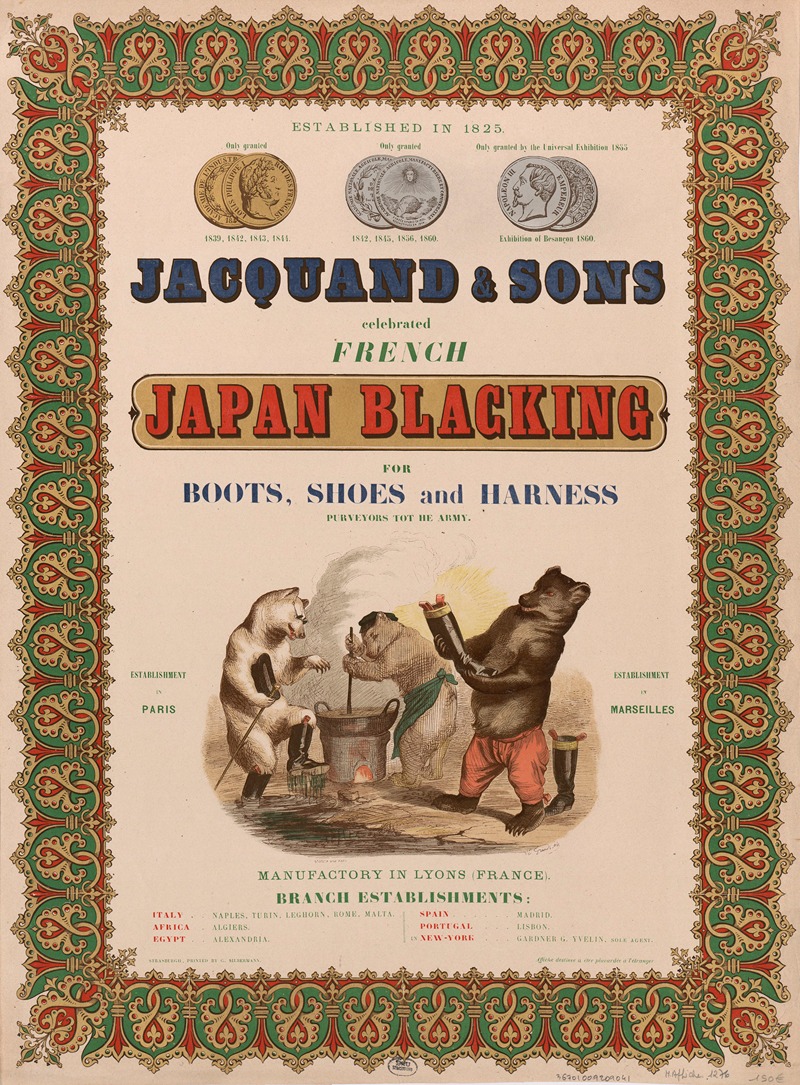 J. J. Grandville - Jacquand & Sons – celebrated French Japan blacking for boots, shoes and harness