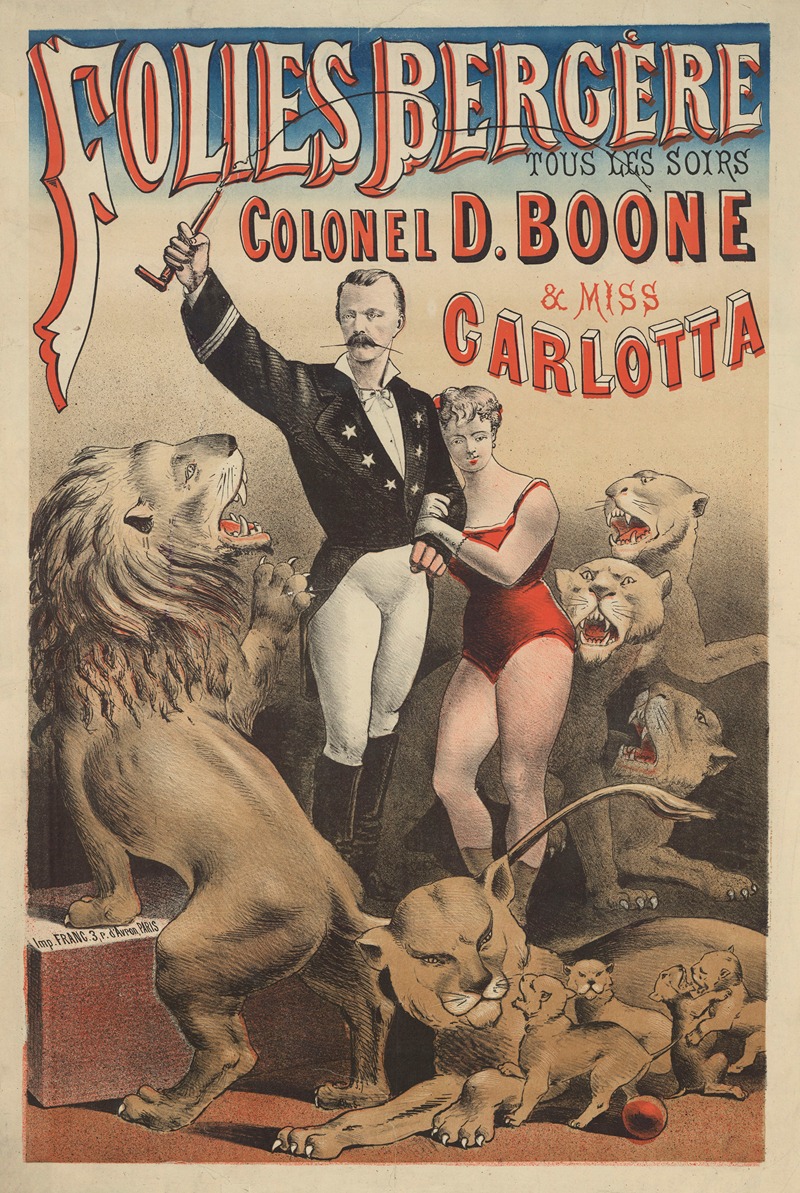 Jules Chéret - Folies-Bergère. Colonel D. Boone et Miss Carlotta