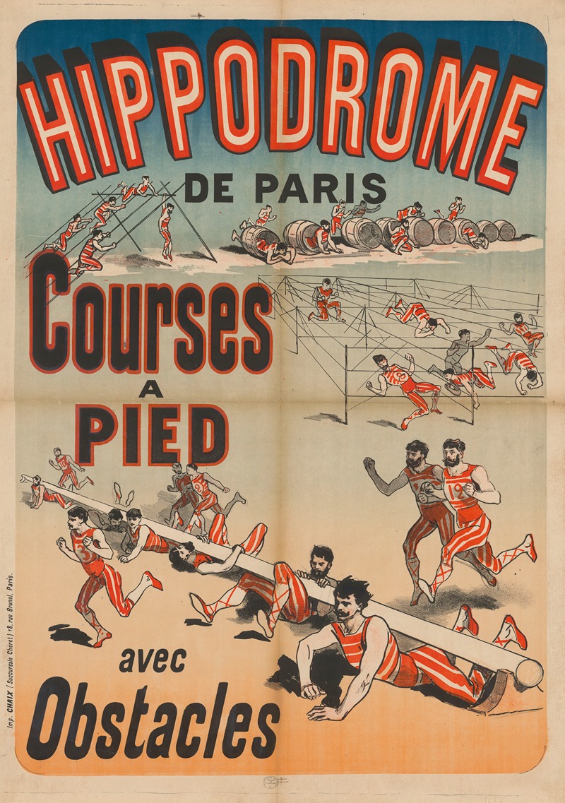 Jules Chéret - Hippodrome de Paris. Courses à pied avec obstacles