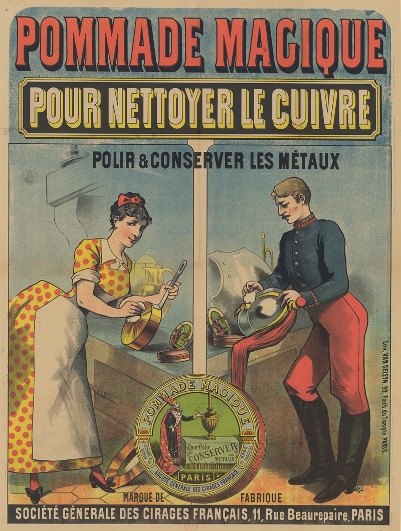 Lith. Van Geleyn - Pommade magique pour nettoyer le cuivre, polir et nettoyer les métaux