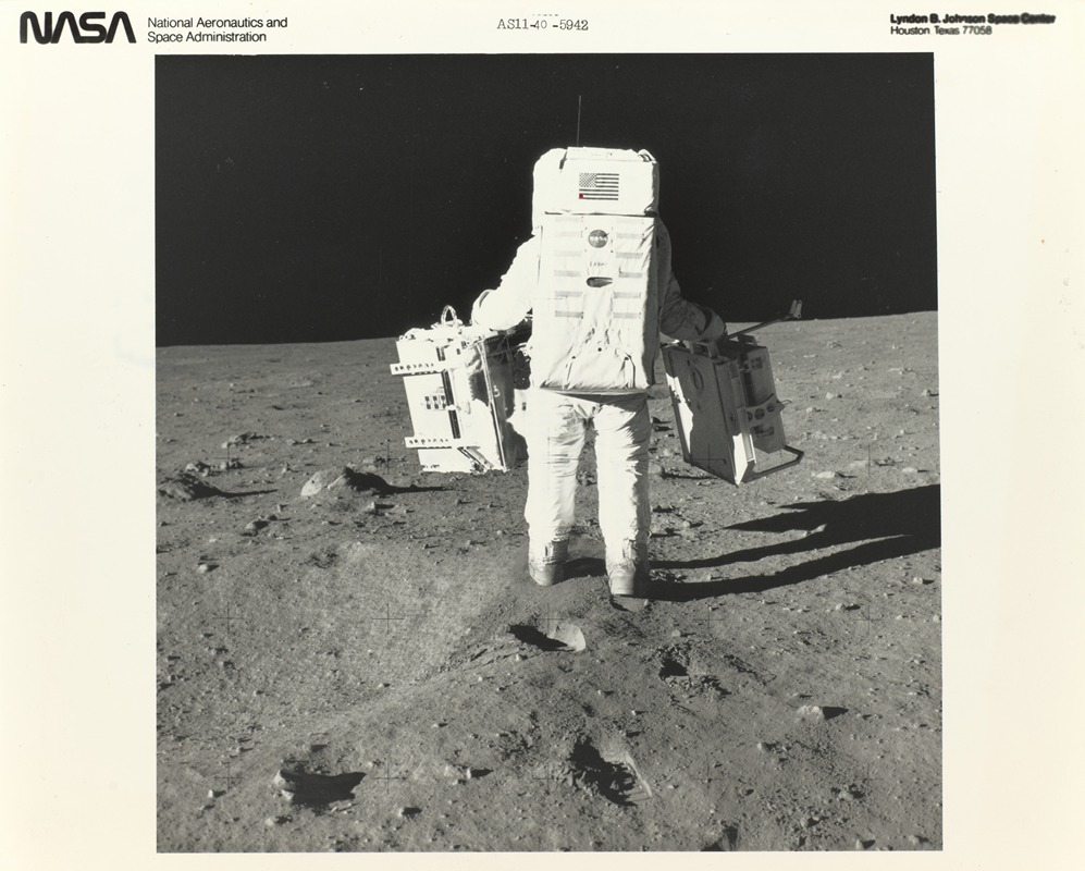 NASA - Buzz Aldrin on the Moon with Components of the Early Apollo Scientific Experiments Package