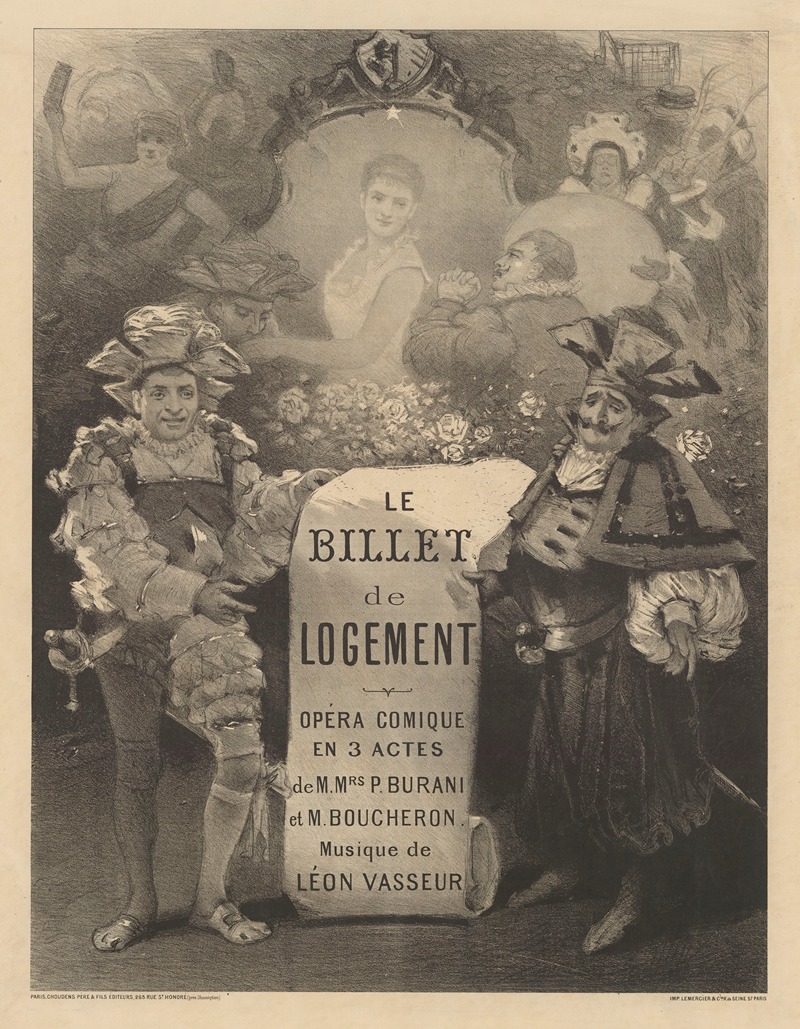 Imp. Lemercier & Cie - Le billet de logement. Opéra-comique en 3 actes de P. Burani et M. Boucheron