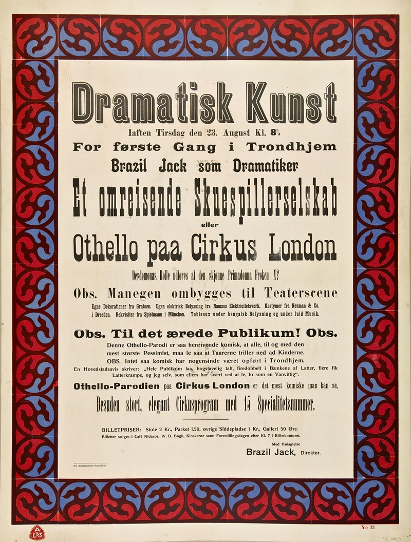 AS Adresseavisens Bogtrykkeri - Dramatisk Kunst