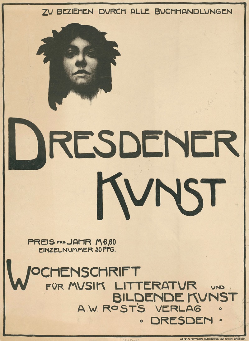 Hans Unger - Dresdener Kunst Wochenschrift für Musik Litteratur und Bildende Kunst
