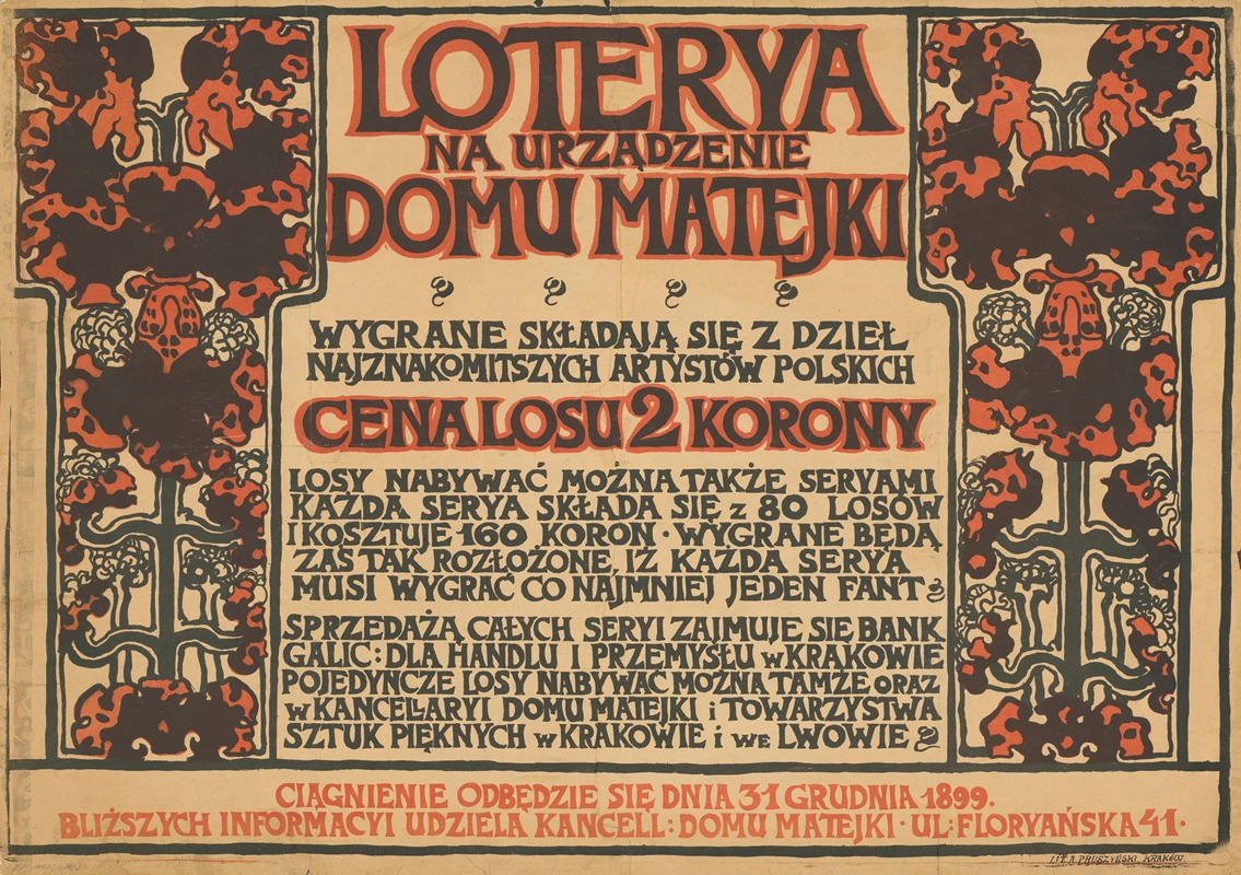 Józef Mehoffer - Loterya na urzadzenie domu Matejki
