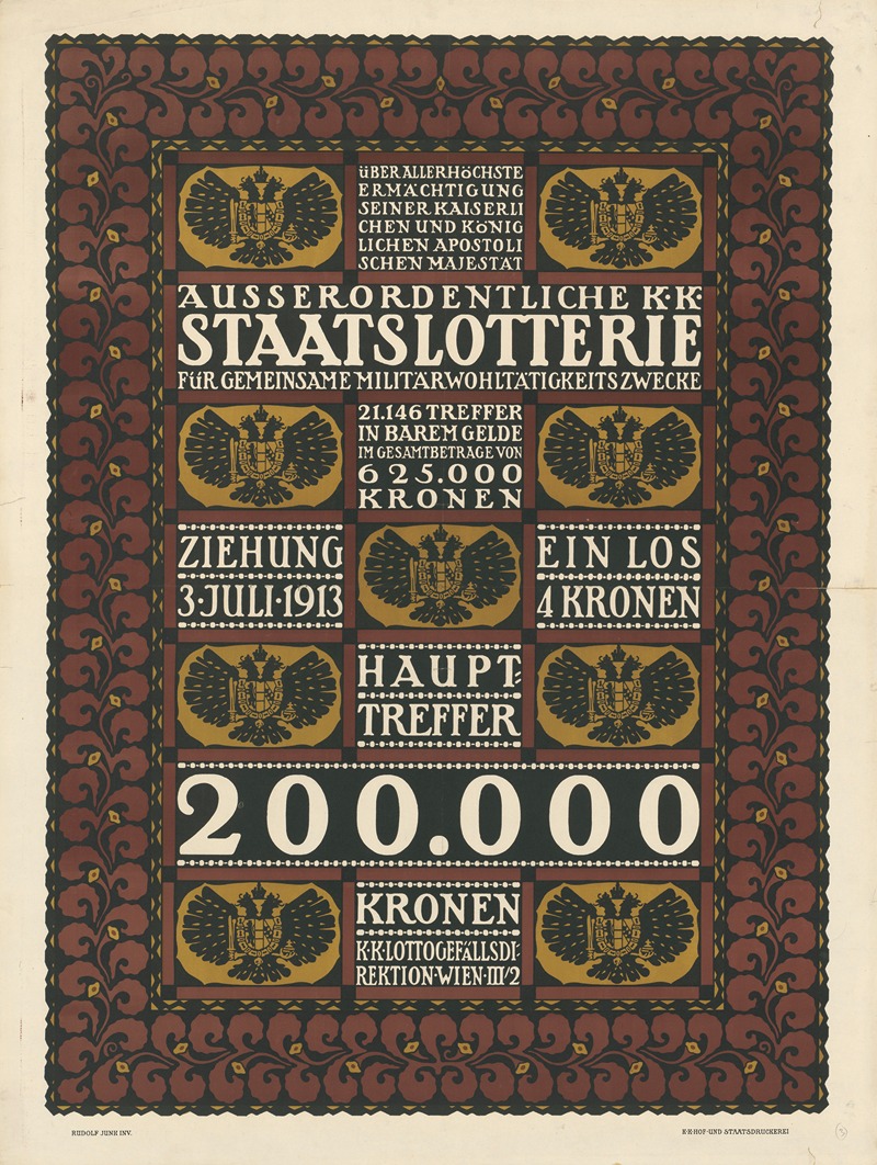 Rudolf Junk - Ausserordentliche K.K. Staatslotterie