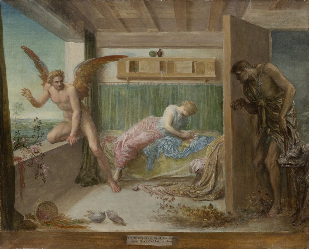 George Frederic Watts - When Poverty Comes in at the Door, Love Flies out of the Window