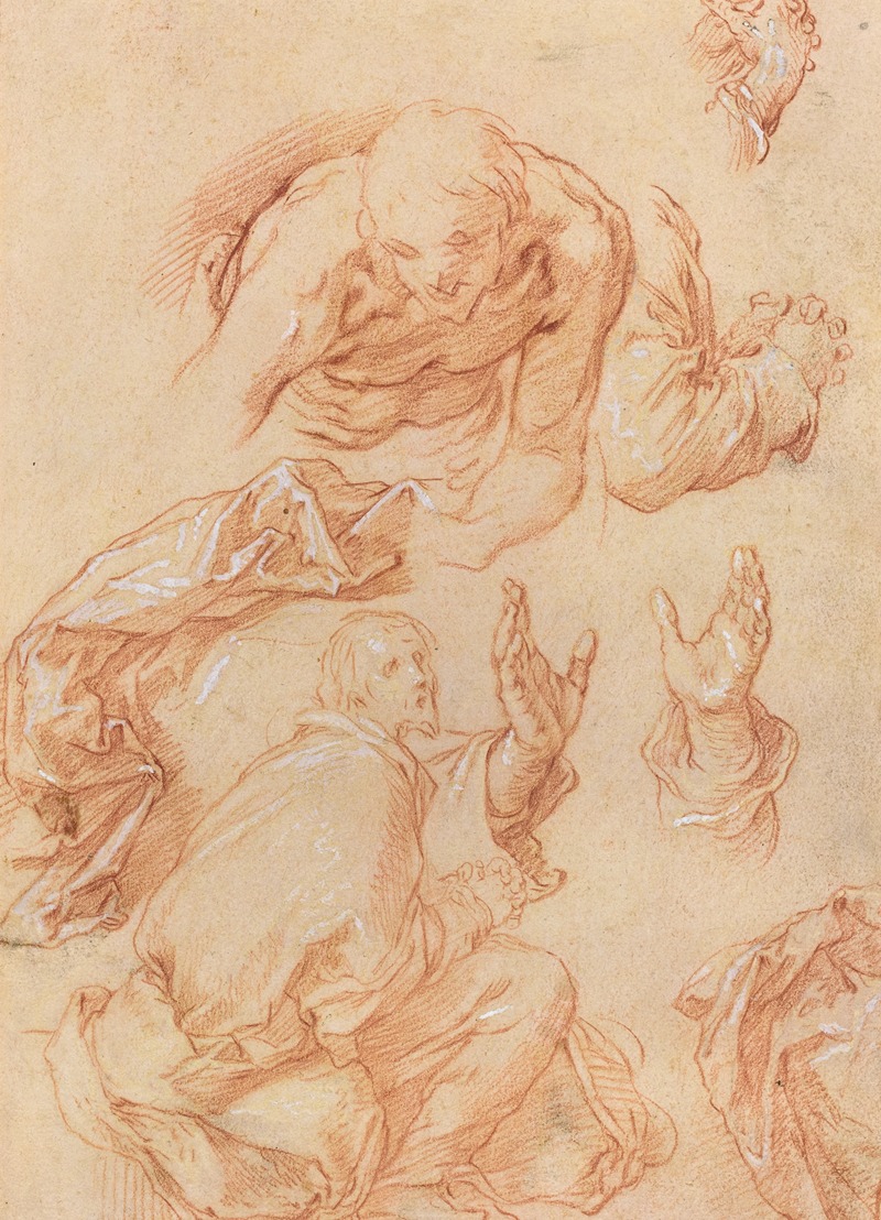 Abraham Bloemaert - Studies of Hands and Bending Figures (verso)