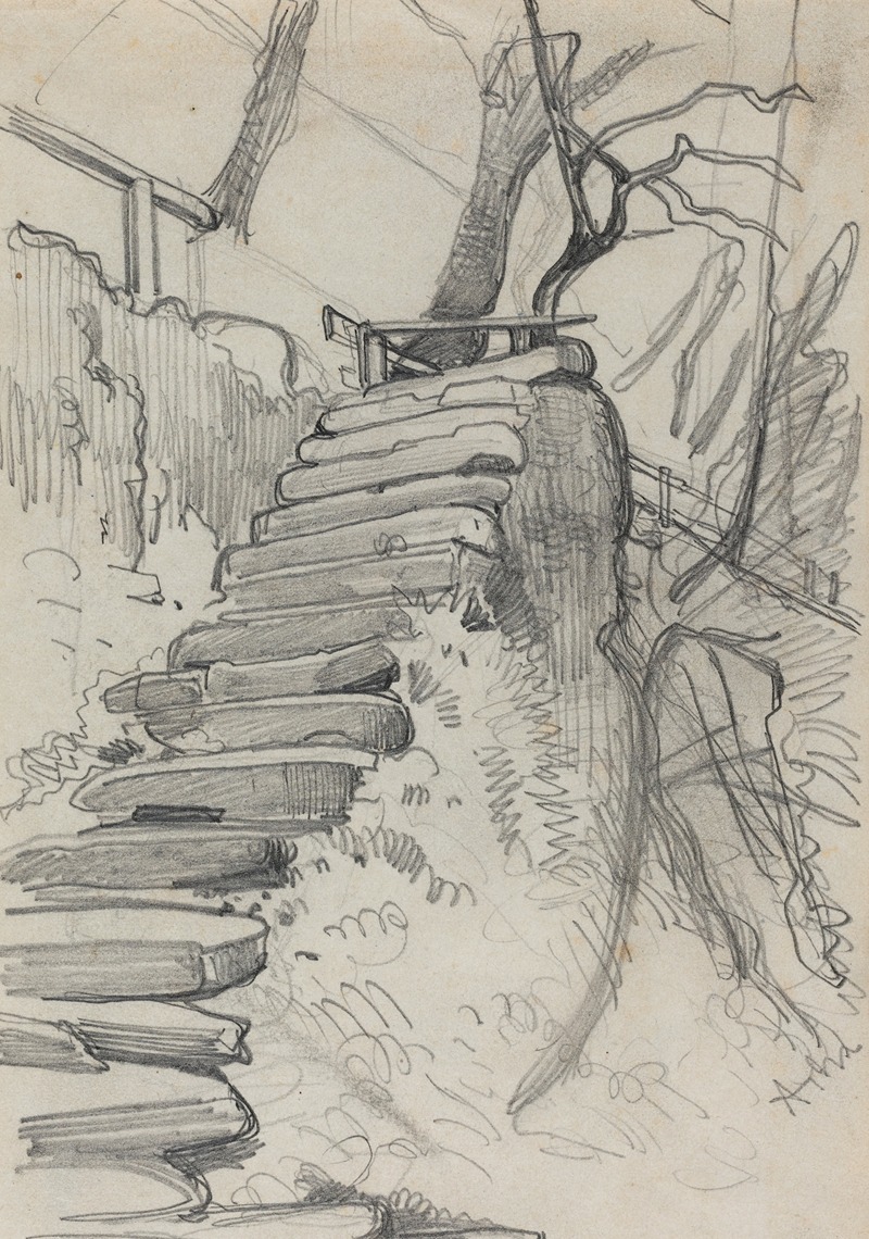 Adolph von Menzel - Flight of Stone Steps in a Garden