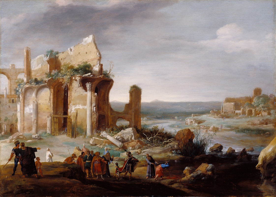 Bartholomeus Breenbergh - Moses and Aaron Changing the Rivers of Egypt to Blood