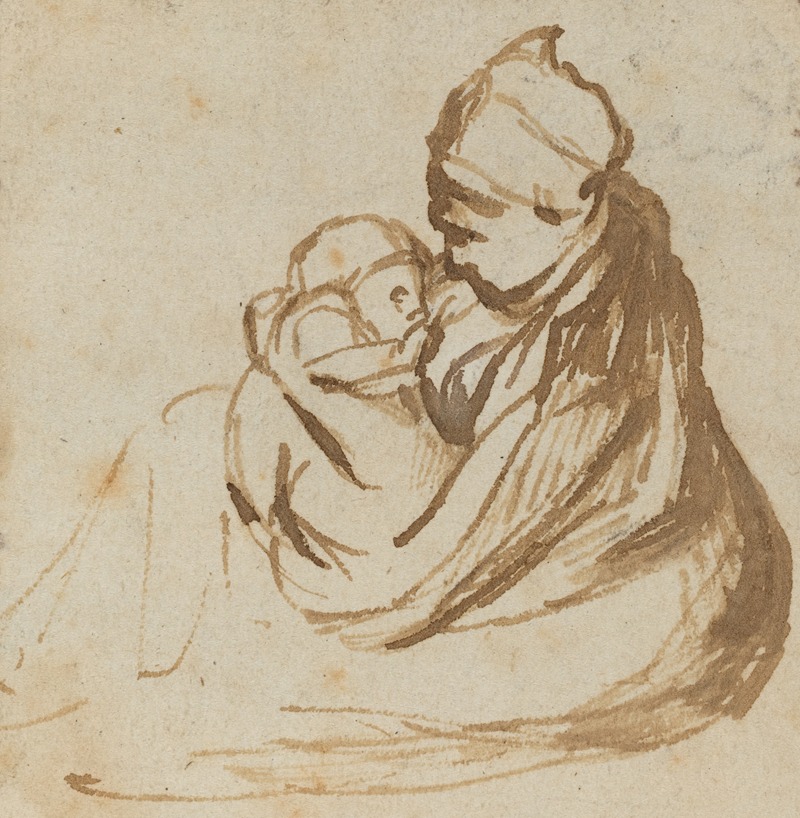 Follower of Rembrandt van Rijn - Mother and Child