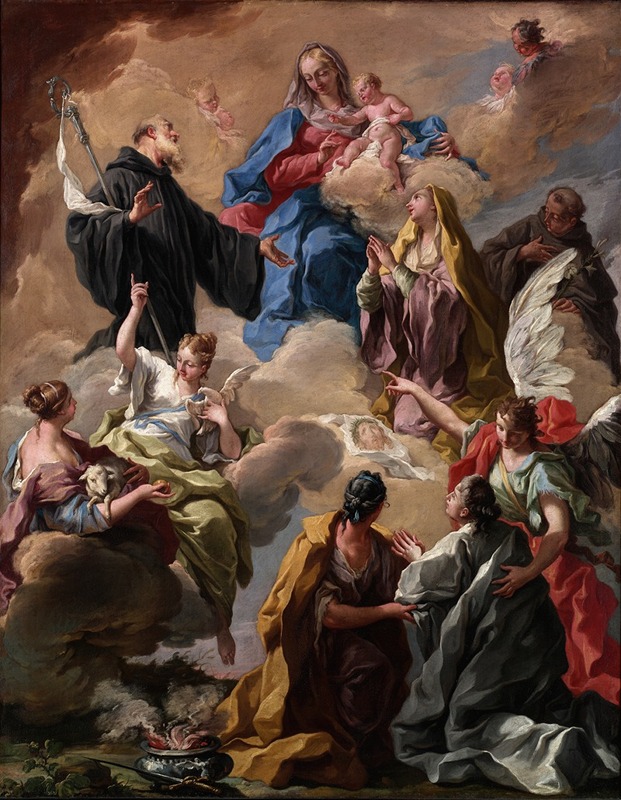 Giovanni Battista Pittoni - Saints Presenting a Devout Woman to the Virgin and Child