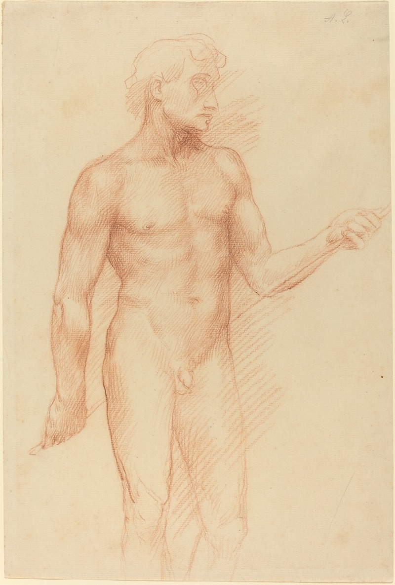 Alphonse Legros - Study of a Man’s Figure, Holding Rod behind Back
