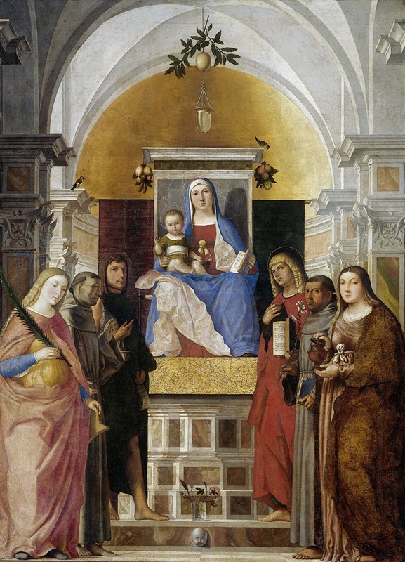 Marcello Fogolino - Madonna and Child with St’s Catherine, Francis of Assisi,John the Baptist John the Evangelist, Antony of Padua and Mary Magdalene_