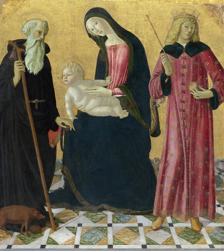 Neroccio De' Landi - Madonna and Child with Saint Anthony Abbot and Saint Sigismund