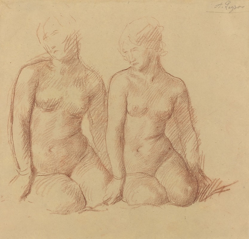 Alphonse Legros - Study of Two Figures Seated Side by Side