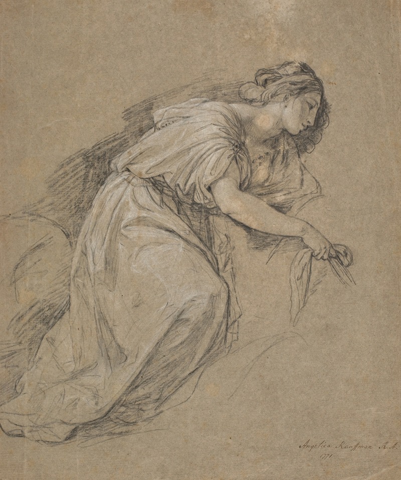 Angelica Kauffmann - Study from life of a kneeling woman in profile