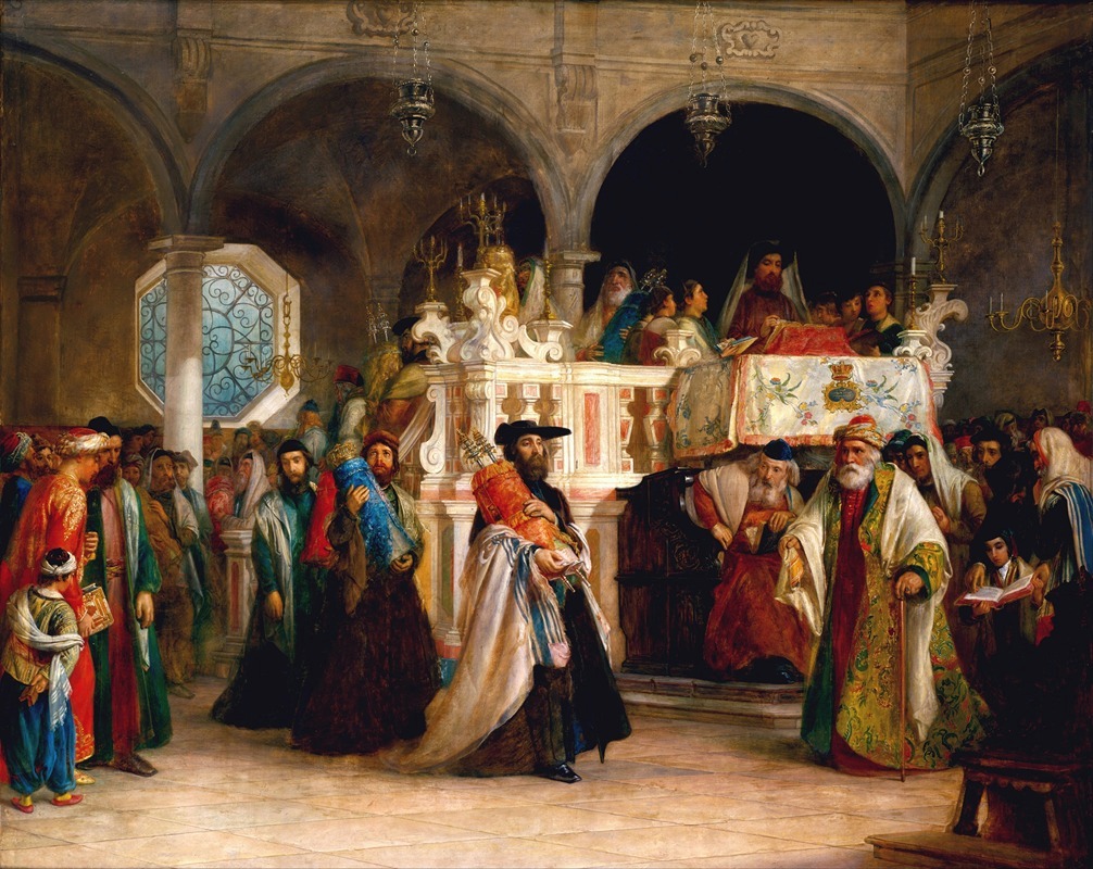 Solomon Alexander Hart - The Feast of the Rejoicing of the Law at the Synagogue in Leghorn, Italy