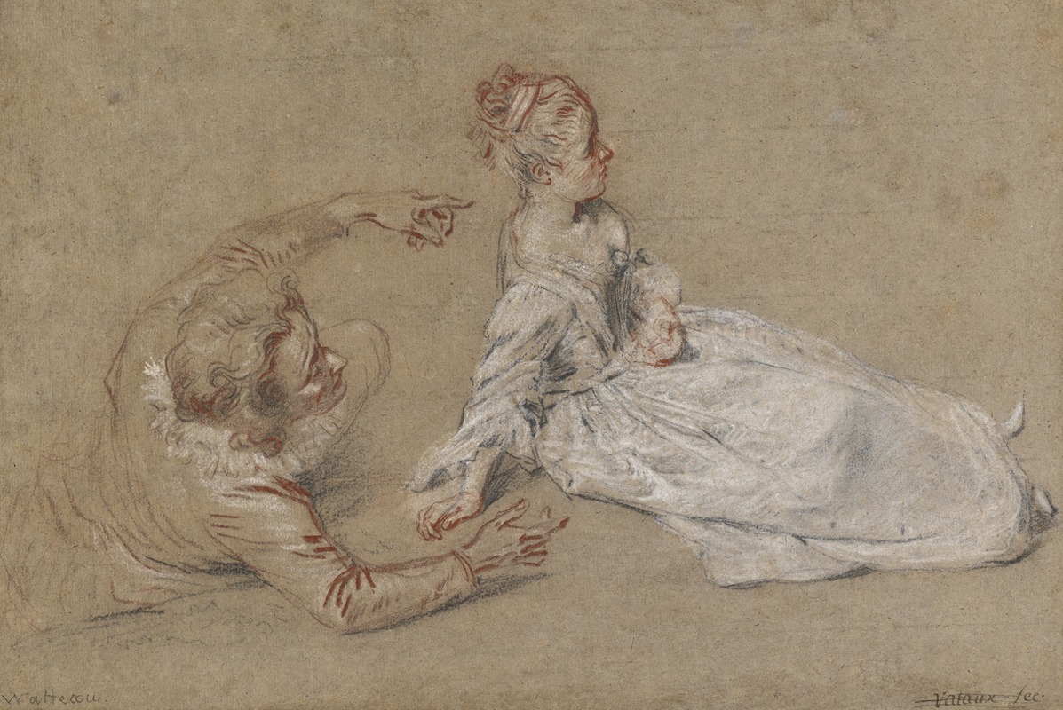 Jean-Antoine Watteau - A Man Reclining and a Woman Seated on the Ground