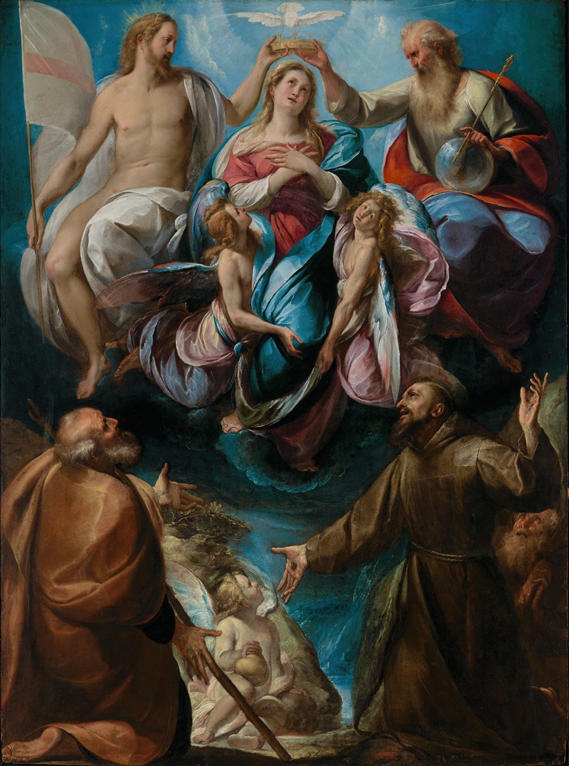 Giulio Cesare Procaccini - Coronation Of The Virgin With Saints Joseph And Francis Of Assisi