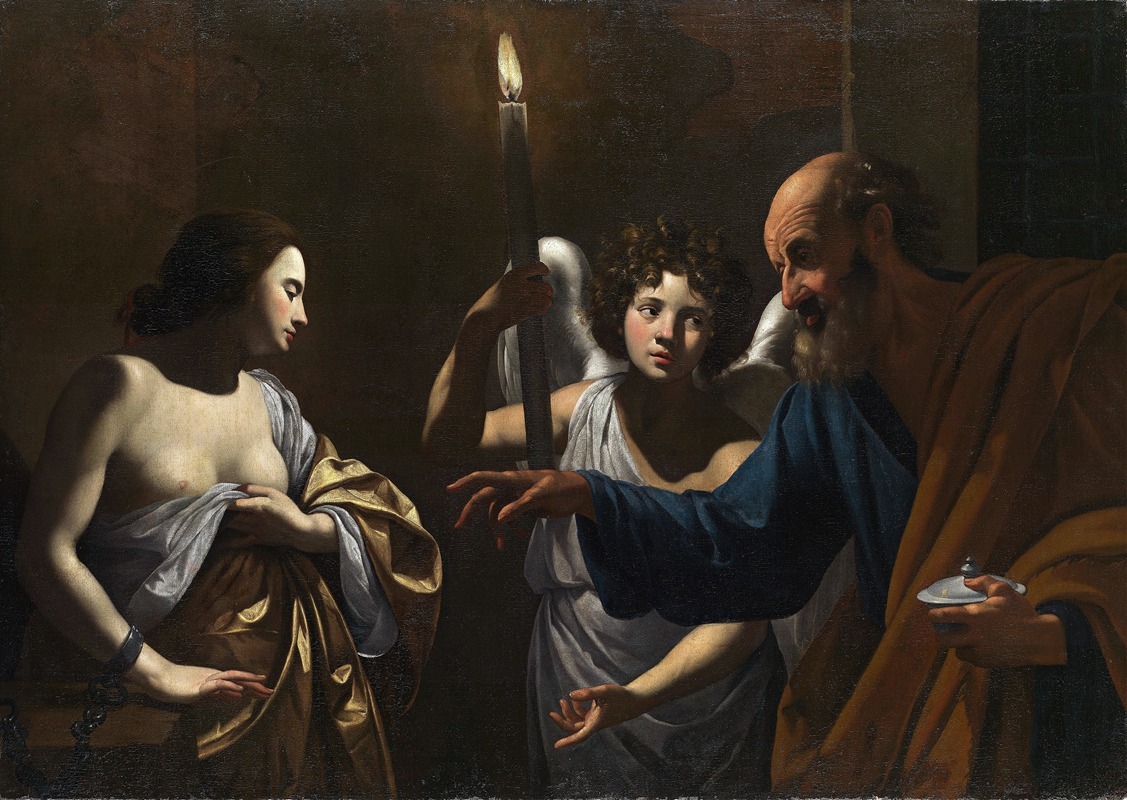 Simon Vouet - Saint Peter Visiting Saint Agatha In Prison