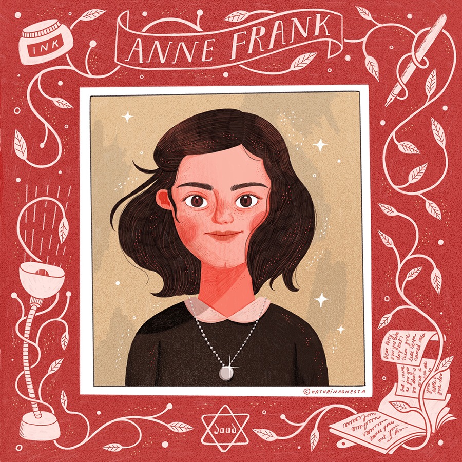 A portrait of Anne Frank by Kathrin Honesta - Artvee