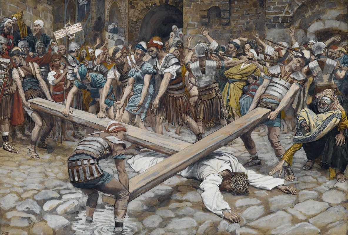 James Tissot - Simon the Cyrenian Compelled to Carry the Cross with Jesus