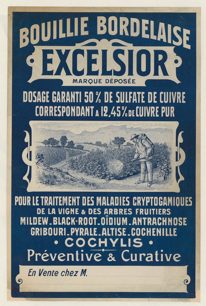 Imp. Ed. Perronne - Bouillie bordelaise Excelsior… pour le traitement des maladies cryptogamiques de la vigne et des arbres fruitiers
