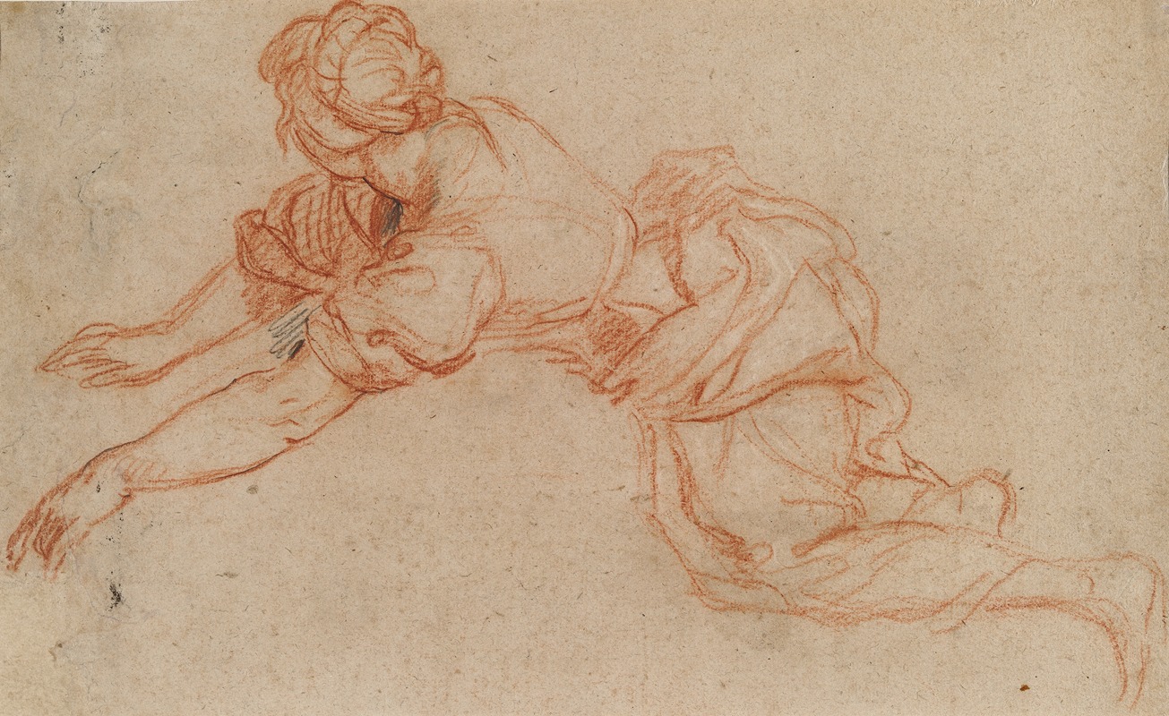Charles De La Fosse - Young Woman Kneeling and Reaching Forward (verso)