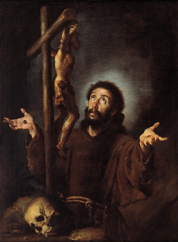 Bernardo Strozzi - St Francis Of Assisi Adoring The Crucifix