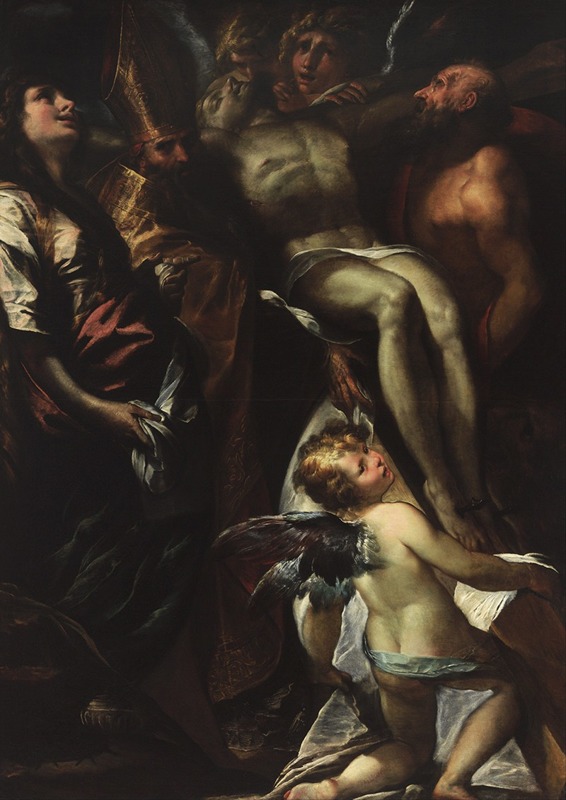 Giulio Cesare Procaccini - The Lowering Of The Cross With Sts Mary Magdalene, Augustine, Jerome And Angels