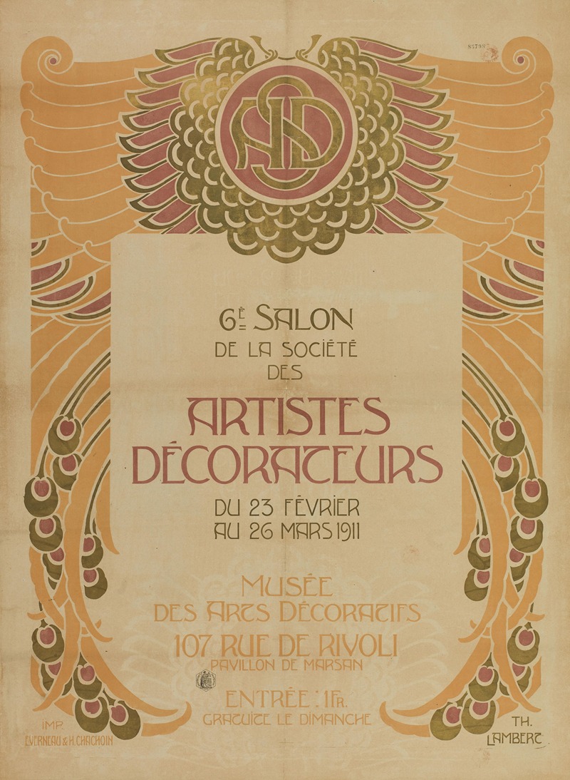 Imp. H. Chachoin - 6e Salon de la Société des Artistes Décorateurs du 23 février au 26 mars 1911