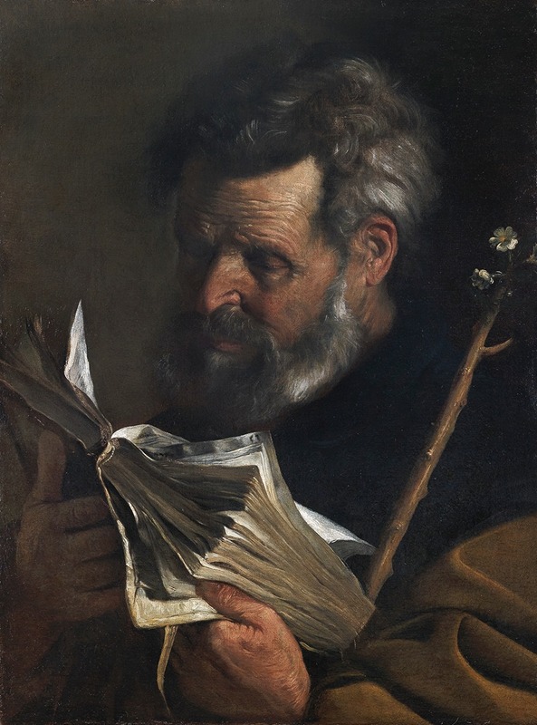 Pier Francesco Mola - Saint Joseph Reading A Book And Holding A Flowering Staff