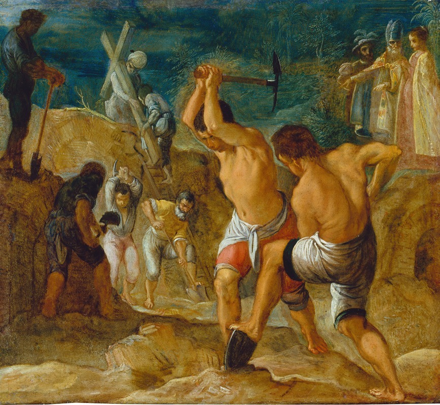 Adam Elsheimer - The Frankfurt Altarpiece of the Exaltation of the True Cross, The Digging for the Cross