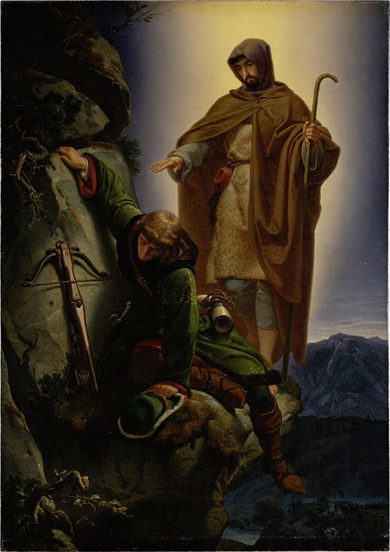 Alfred Rethel - A Guardian Angel Rescuing Emperor Maximilian from the Martinswand