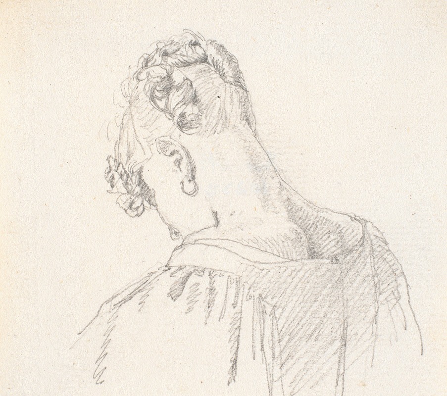 Christen Købke - Portræt af en af kunstnerens søstre, skulderbillede set skråt bagfra