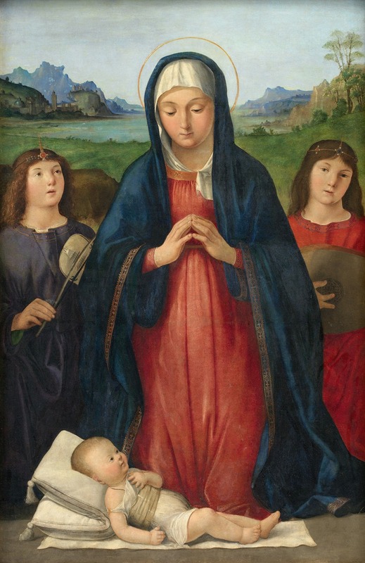 Antonio Solario - The Christ Child Worshipped by Mary