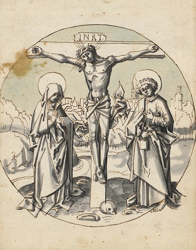Circle Of Hans Holbein The Elder - Crucifixion of Christ with Mary and John