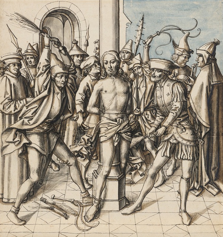 Circle Of Hans Holbein The Elder - The flagellation of Christ