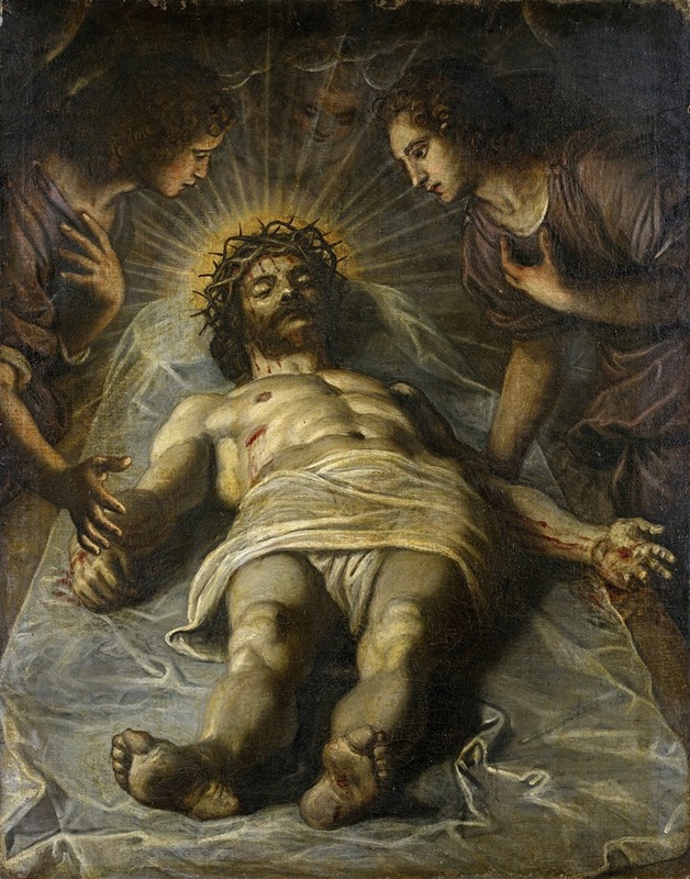 Circle of Tintoretto - The Dead Christ with Two Angels