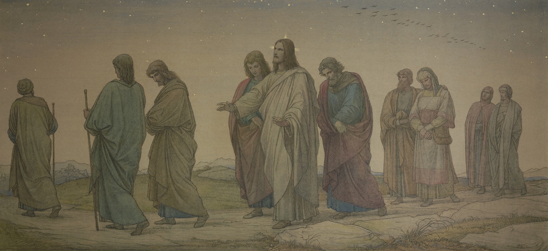 Eduard von Steinle - Christ walking with the disciples